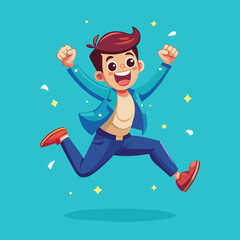illustration of a man jumping with joy concepts 