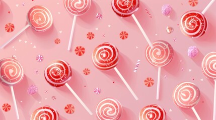 Sweet Swirls: A Delightful Pattern of Red and White Lollipops