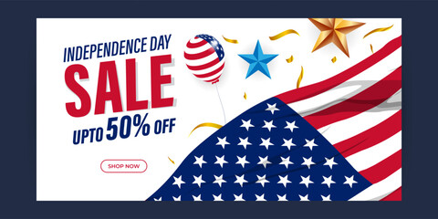 Vector illustration of United States Independence Day Sale social media feed template