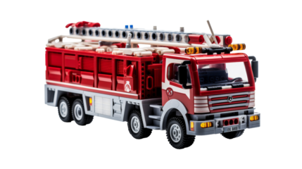 Red Fire Truck Model With Ladder and Water Tank