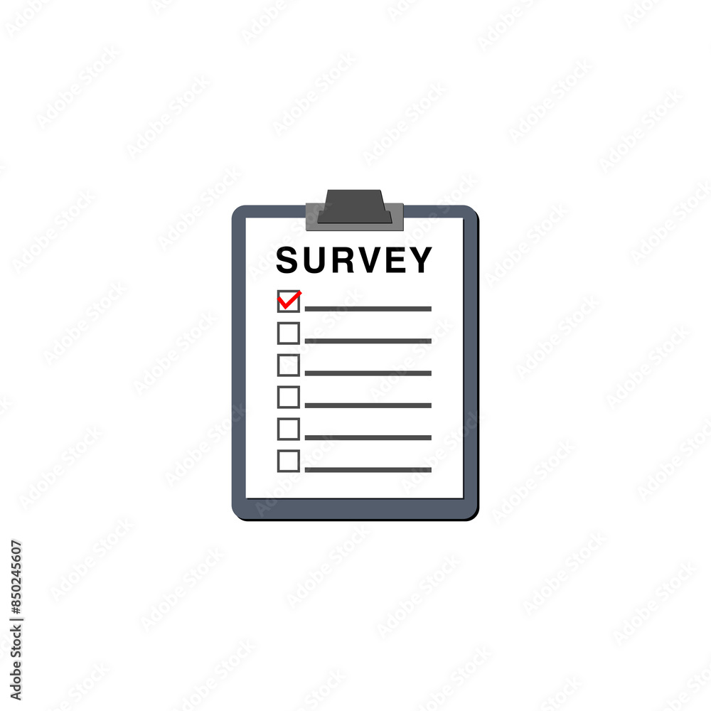 Sticker Survey icon. Clipboard with checklist icon isolated on transparent background