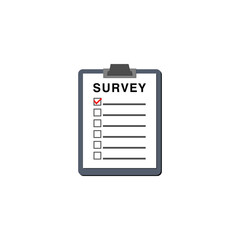 Survey icon. Clipboard with checklist icon isolated on transparent background