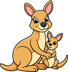 Mother kangaroo with her baby vector
