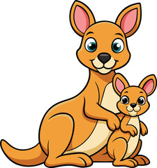 Mother kangaroo with her baby vector
