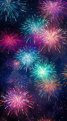 Fototapeta premium Festive colorful fireworks light up the night sky