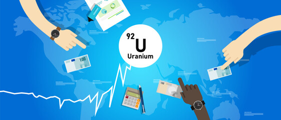 Uranium price going up rising high rise increase in metal mineral nuclear commodity market international trading market © bakhtiarzein