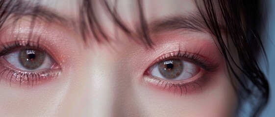 Obraz premium Eyes Makeup Look with Glittery Pink Color