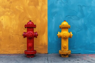 Fire hydrants by the wall