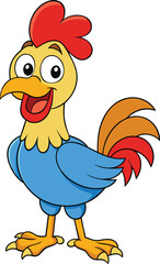 Happy rooster cartoon vector isolated on white background
