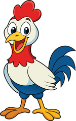 Happy rooster cartoon vector isolated on white background
