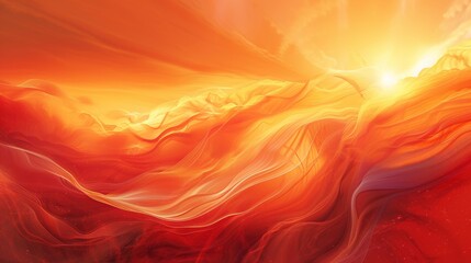 Obraz premium Digital artwork featuring a fiery sunset melting into an orange wallpaper, blending the boundaries of reality and imagination. 
