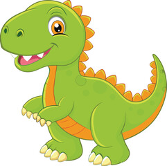 Happy dinosaur cartoon vector illustration on white background
