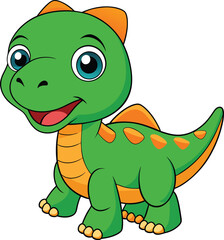 Happy dinosaur cartoon vector illustration on a white background
