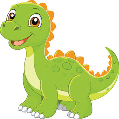 Happy dinosaur cartoon vector illustration on a white background
