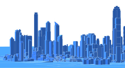 Obraz premium modern city panorama 3d illustration