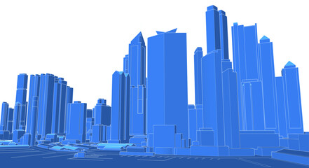  modern city panorama 3d illustration