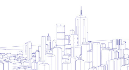  modern city panorama 3d illustration