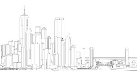  modern city panorama 3d illustration