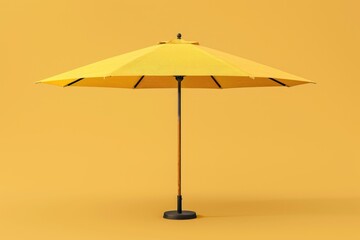 beach umbrella isolated on yellow , mockup design. ai generated