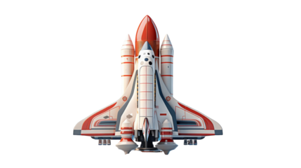 White And Red Space Shuttle Against A White Background