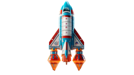 Blue And Orange Space Shuttle Toy Ready For Launch