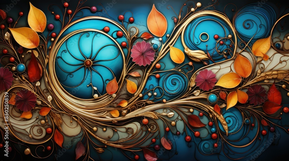 Wall mural Circular abstract patterns in mesmerizing swirls