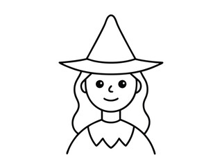 Halloween witch line art, Halloween With With hat vector