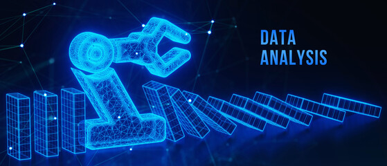 Data Analysis for Business and Finance Concept. Information report for digital business strategy. Business, technology, internet and networking concept. 3d illustration