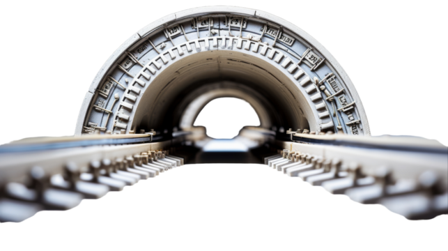 A View Through The Tunnel of a Model Train Track