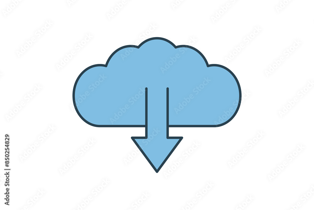 Poster cloud download upload icon. icon related to cloud computing. suitable for web site, app, user interf