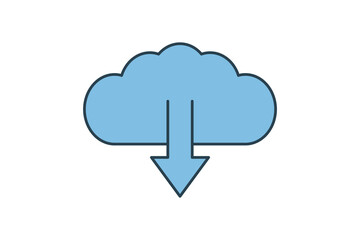 Cloud download upload icon. icon related to cloud computing. suitable for web site, app, user interfaces, printable etc. flat line icon style. simple vector design editable