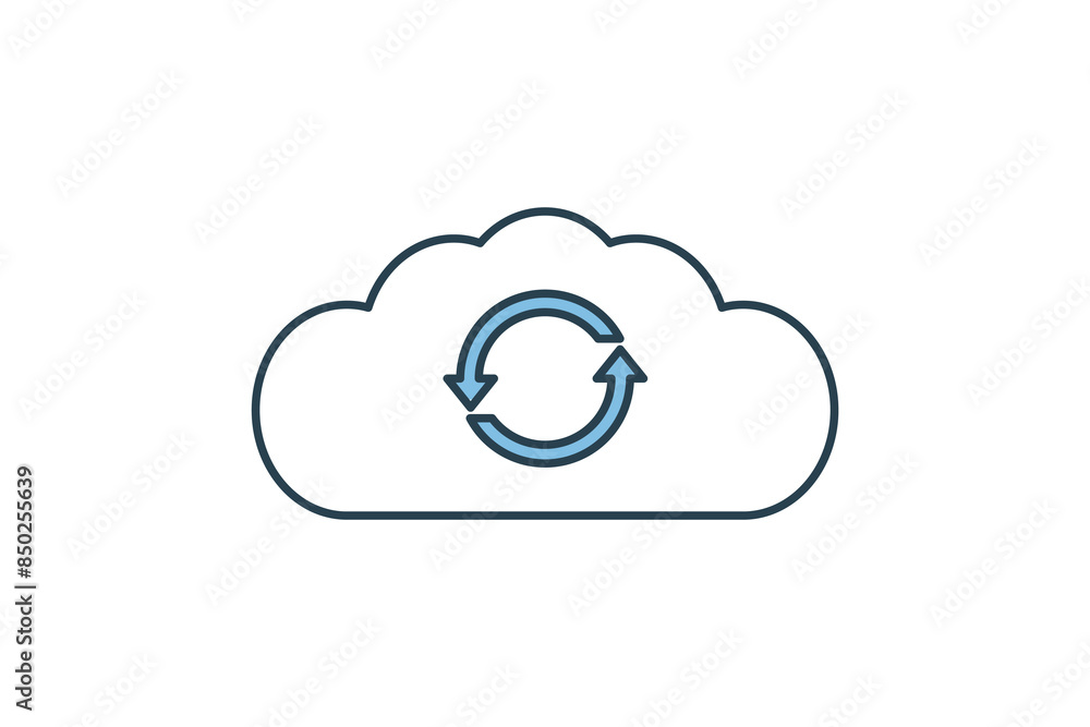 Poster cloud sync icon. icon related to cloud computing. suitable for web site, app, user interfaces, print