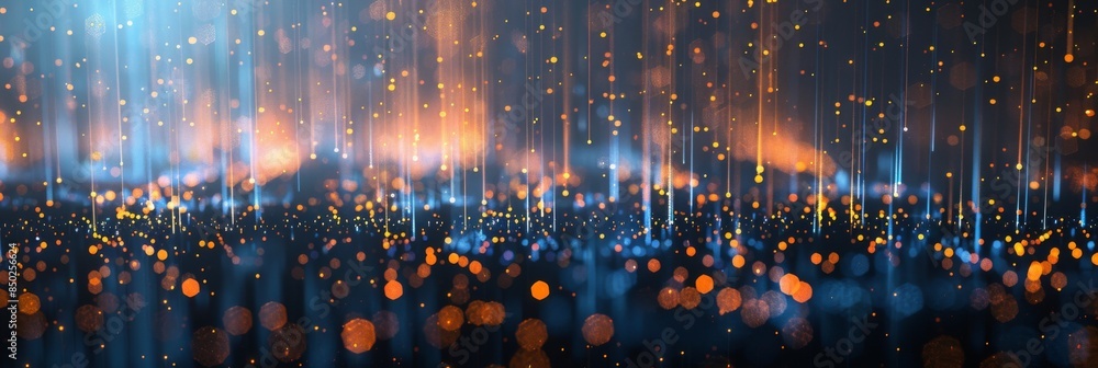Poster abstract digital background with glowing lights and cityscape, data transfer concept. representing t