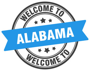 Welcome to Alabama stamp. Alabama round sign