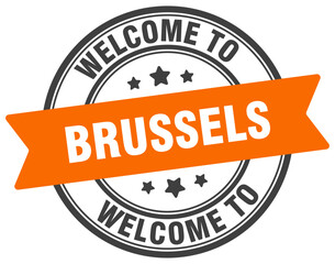 Welcome to Brussels stamp. Brussels round sign