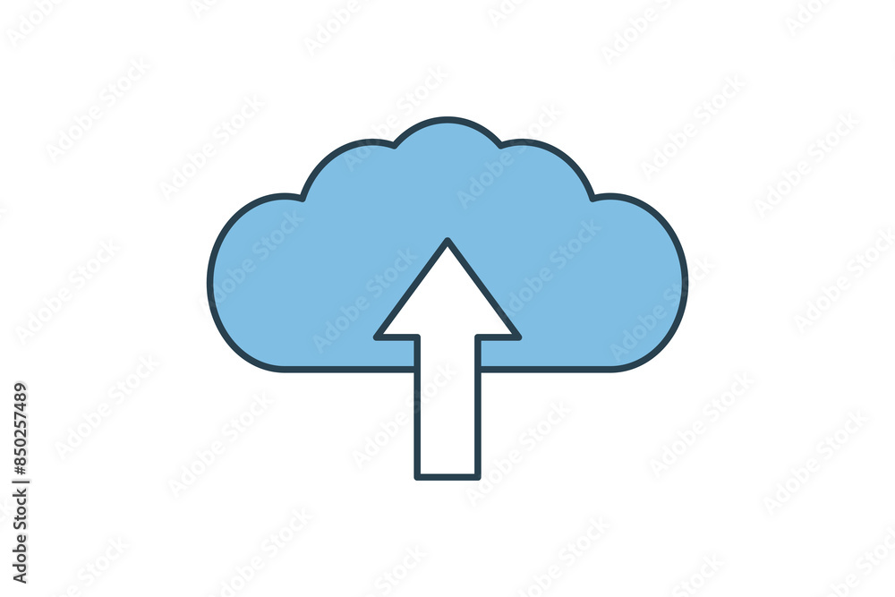 Poster cloud upload icon. icon related to cloud computing. suitable for web site, app, user interfaces, pri