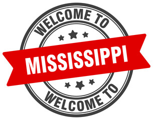 Welcome to Mississippi stamp. Mississippi round sign