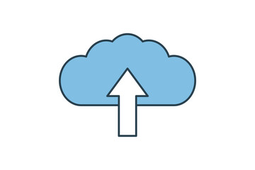 Cloud upload icon. icon related to cloud computing. suitable for web site, app, user interfaces, printable etc. flat line icon style. simple vector design editable