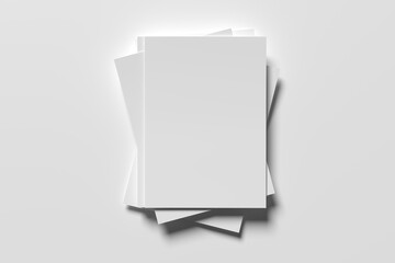 Top view of blank paper isolated on gray background. Poster mock-ups paper, white paper portrait A4. brochure magazine isolated, use banners products
