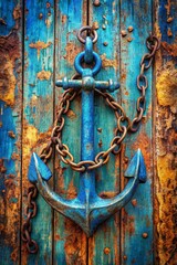 anchor on a wooden background