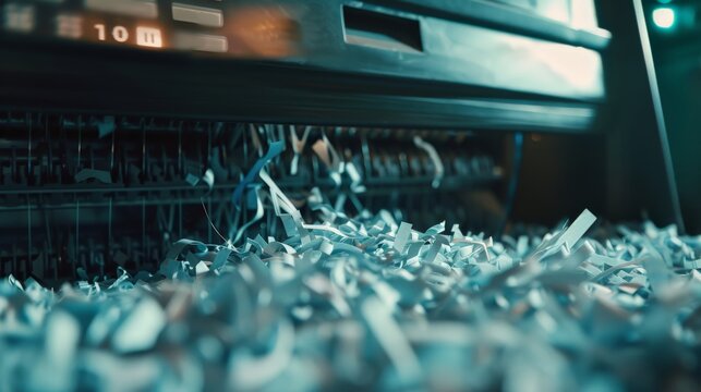 Protect your privacy. The image shows a paper shredder destroying confidential documents.