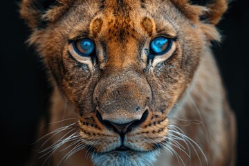 Fototapeta premium Lion and black background