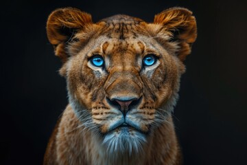 Fototapeta premium Lion and black background