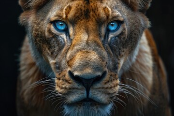 Obraz premium Lion and black background