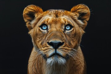 Obraz premium Lion and black background