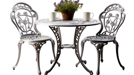 Ornate Metal Garden Table and Chairs With Rose Design