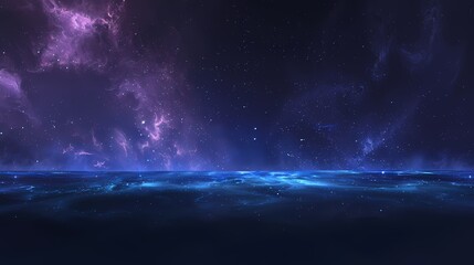Cosmic Deep Blue and Purple Gradient with Distant Stars and Nebulae