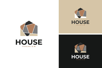 Stone forming a house or real estate logo design template vector illustration idea