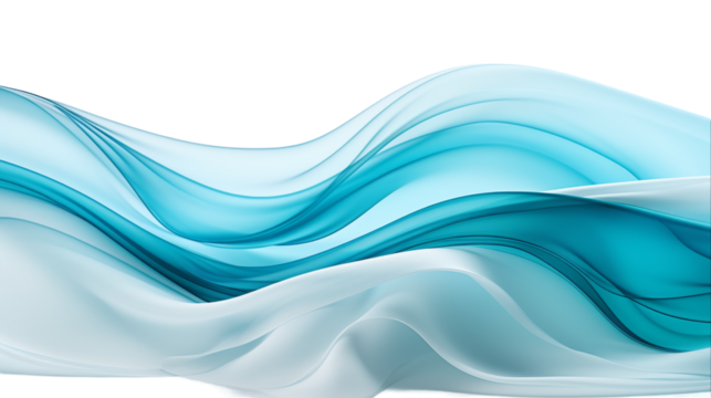 Abstract Blue Fabric Waves on White Background