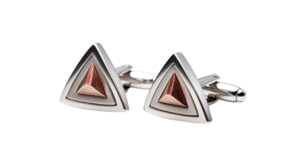 Silver And Rose Gold Triangular Cufflinks